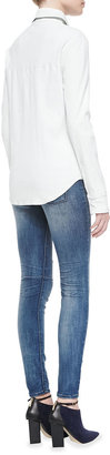RtA Denim Pleated High-Rise Jeans, 70S Blue
