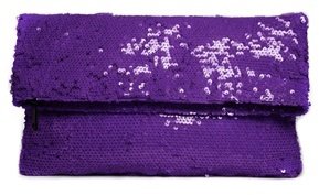 ASOS Sequin Foldover Grab Clutch Bag - Purple