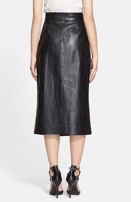 Tamara Mellon Snap Detail Leather Wrap Skirt