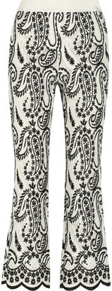 Giambattista Valli Paisley-embroidered organza wide-leg pants