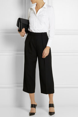 Karl Lagerfeld Paris Emma pleated stretch cotton-blend shirt