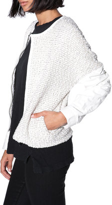 Derek Lam 10 CROSBY Leather Sleeve Knit Jacket