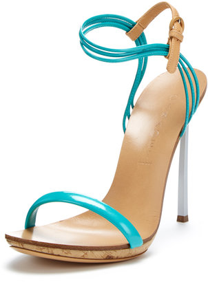 Casadei Patent Leather Wood Sole Sandal