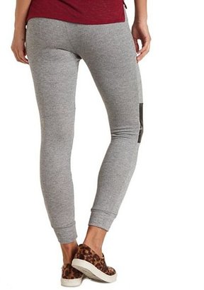 Charlotte Russe Faux Leather Knee Patch Sweatpants