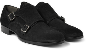 Alexander McQueen Studded Suede Monk-Strap Shoes