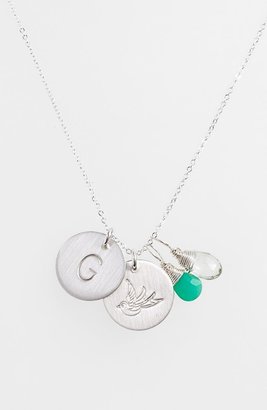Nashelle Prasiolite Initial & Swallow Sterling Silver Disc Necklace