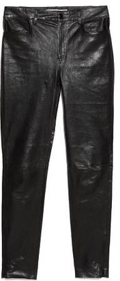 MANGO High-waist leather trousers