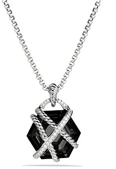 David Yurman Cable Wrap Pendant with Black Onyx and Diamonds on Chain