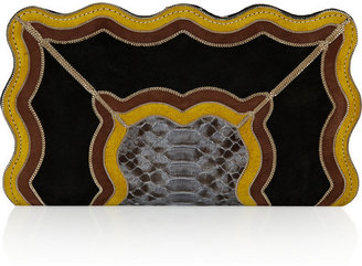Etro Suede and snakeskin clutch