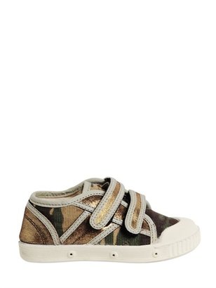 Spring Court Printed Canvas & Leather Velcro Sneakers