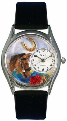 Whimsical Watches Women's S0110007 Horse Head Black Leather Watch