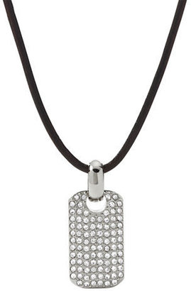 Fossil Pave Dog Tag Necklace - SILVER