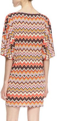 Trina Turk Trina by Patterson Three-Quarter Sleeve Zigzag Pattern Dress