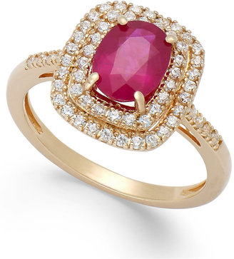 Macy's Ruby (1-1/2 ct. t.w.) and Diamond (1/3 ct. t.w.) Oval Ring in 14k Gold