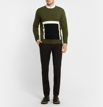 Todd Snyder Patterned Knitted Cashmere Crew Neck Sweater