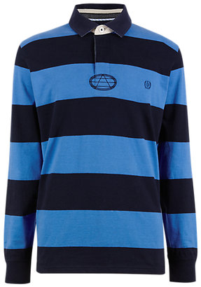 Blue Harbour Pure Cotton Tailored Fit Stay Soft Block Striped Rugby Top