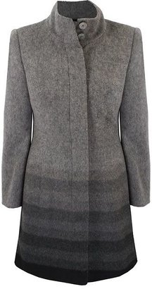 House of Fraser Minuet Petite Grey multi stripe wool coat
