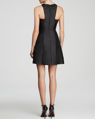 Monique Lhuillier Ml Dress - Sleeveless High Neck Embellished Fit and Flare