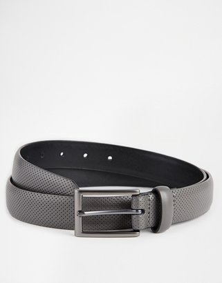 ASOS Smart Belt In Grey Faux Leather With Perforation