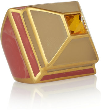 Isharya Pyramid gold-plated, resin and crystal ring
