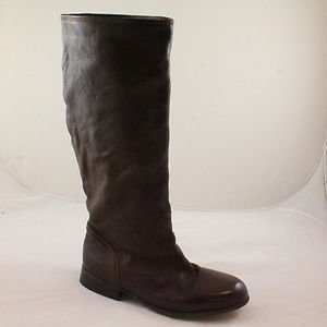 Bruno Bordese WOMENS FLAT BROWN LEATHER KNEE BOOTS - Size 3