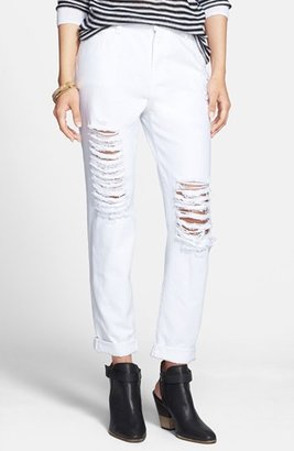 SP BLACK Shredded Boyfriend Jeans (White) (Juniors)