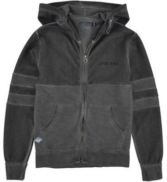 Japan Rags full zip stone-washed black fleece hoodie