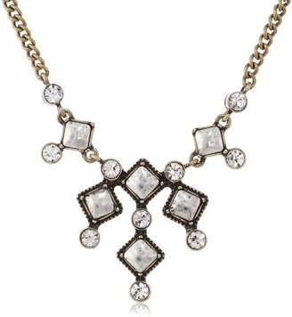 Nine West VINTAGE AMERICA "Vintage Glamour" Two-Tone Pave Mini Frontal Necklace, 9.5"
