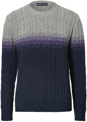 Etro Cashmere-Wool Colorblock Cable Pullover