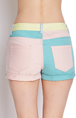 Forever 21 Colorblocked Denim Shorts