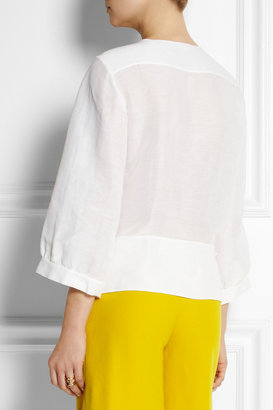 Chloé Ruffled linen and silk-blend top