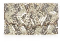 New Look Gold Beaded Scallop Edge Clutch