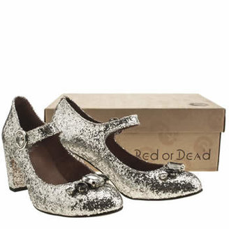 Red or Dead womens silver charleston low heels