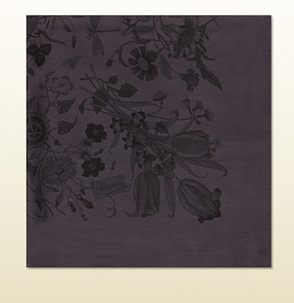 Gucci Overdyed Flora Print Silk Twill Scarf