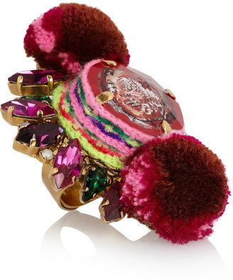 Swarovski MARIO TESTINO FOR MATE by VICKISARGE gold-plated, crystal and pompom ring