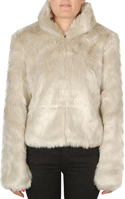 Faux Fur Short Jacket With Collar