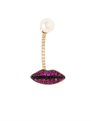 Delfina Delettrez Diamond, pearl, ruby & gold earring
