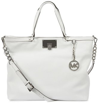 Michael Kors Channing white grained leather tote