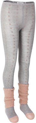 Ikks Grey Knitted Tights With Pink Leg Warmers