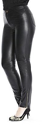 Leather Look Skinny Trousers with Ankle Zip