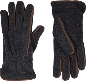 Barneys New York Men's Leather-Trim Gloves-GREY
