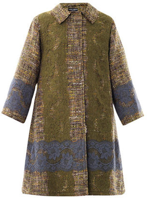 Dolce & Gabbana Lace-panel tweed coat