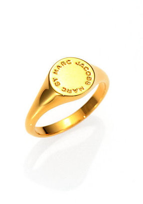 Marc by Marc Jacobs Logo Signet Ring/Goldtone