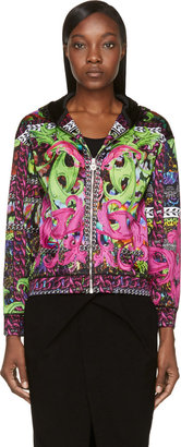 Versace Green & Pink Psychedlic Print Bomber Jacket