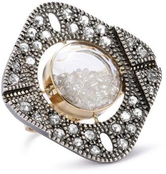 Moritz Glik Kaleidoscope" 18K Gold, Oxidized Silver and Diamond Statement Ring