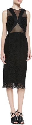 Cushnie Dress with Sheer Bodice & Lace Skirt