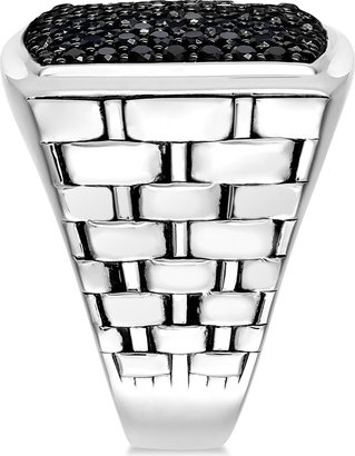 Macy's Men's Sterling Silver Ring, Black Sapphire Square (2 ct. t.w.)