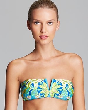 Trina Turk Woodblock Floral Bandeau Bikini Top