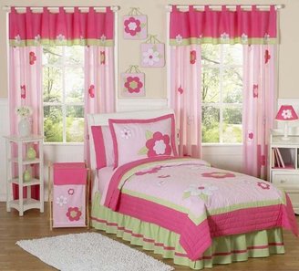 JoJo Designs Pink and Green Flower Collection Childrens Bedding 4pc Twin Set by Sweet