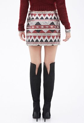 Forever 21 FOREVER 21+ Geo-Sequined Mini Skirt